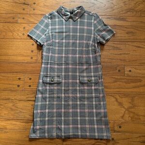 Loft Plaid Collared Short Sleeve Dress